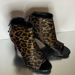 Sugar Katydee Peep Toe Leopard Print High Heels